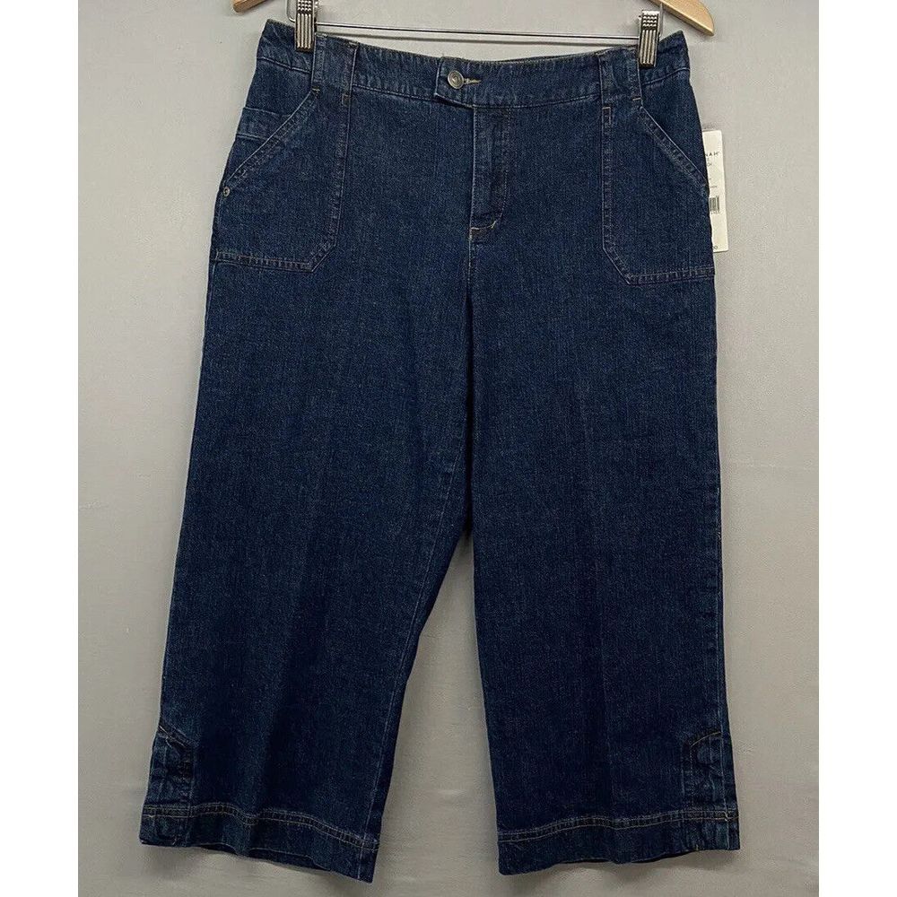 Hannah Denim Capri Womens 8 Petite -High Rise-Blue Jean-Cropped-Stretch-MSRP $36